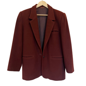 Solid Brown Dark Burgundy Wool Oversized Runaway Bay Vintage Blazer Jacket